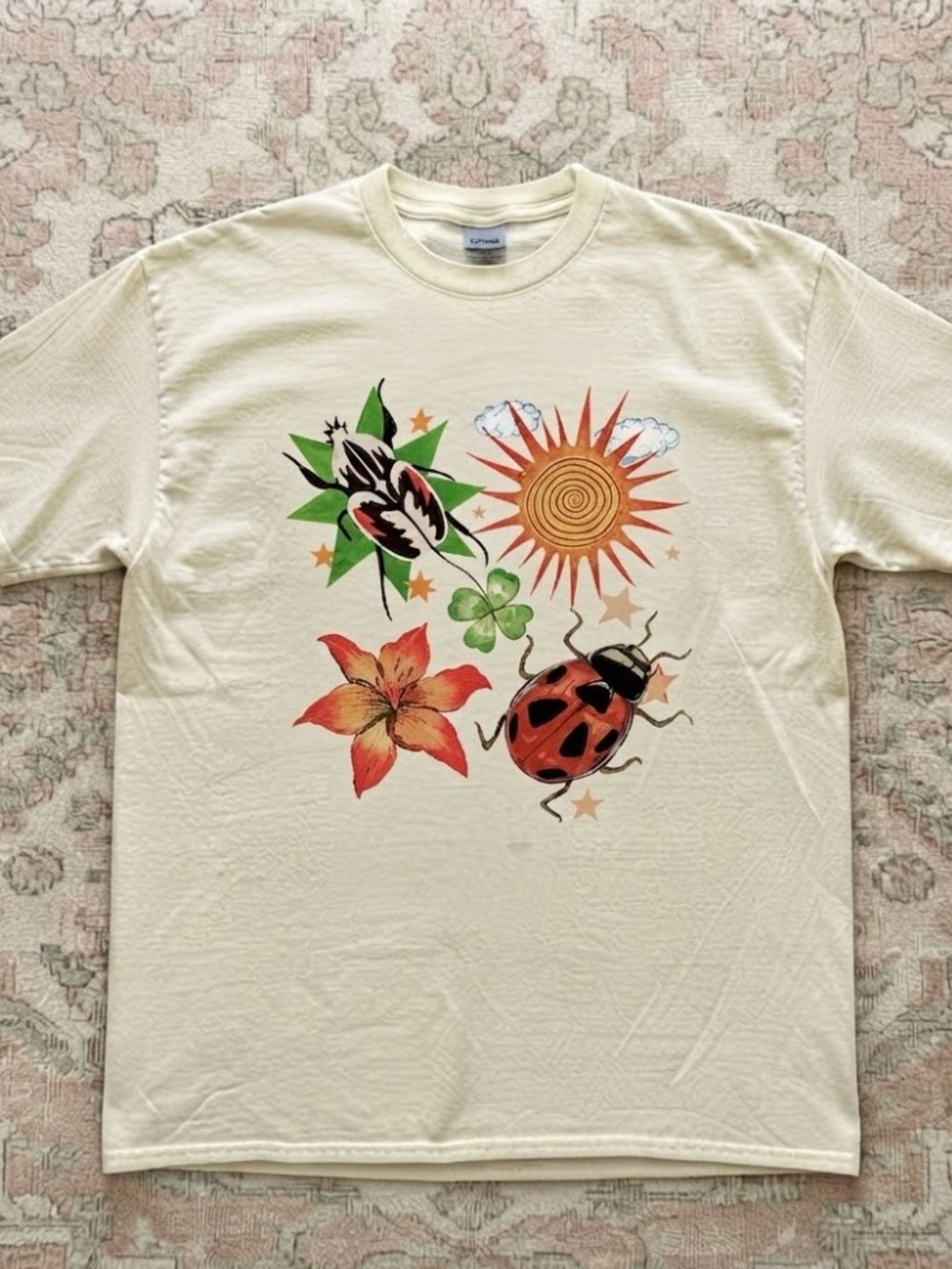 Ladybug Beetle Sun Botanical Y2K Vintage Nature Aesthetic T-Shirt